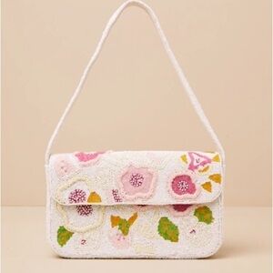 Lulu’s beaded floral purse white pink green orange